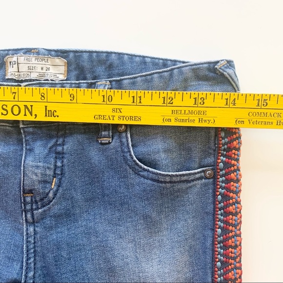 🌸Free People🌸 Side Striped Skinny Jeans Size 26 Blue - Picture 6 of 10